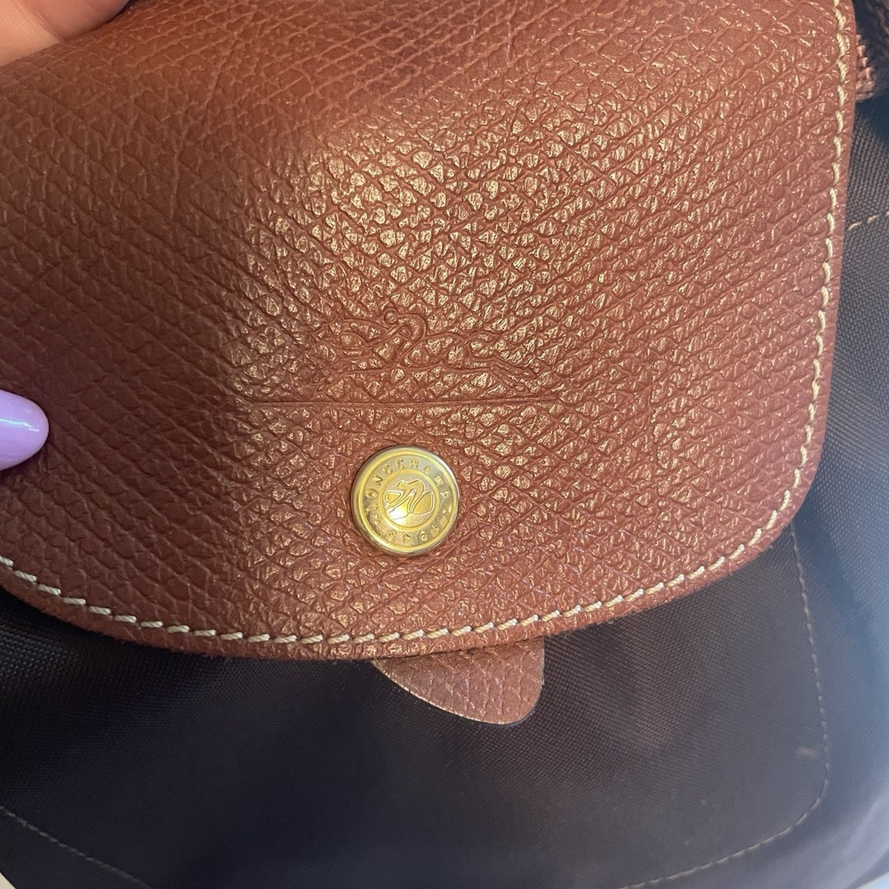 Longchamp Brown Nylon & Leather Backpack Tote - Picture 7 of 16